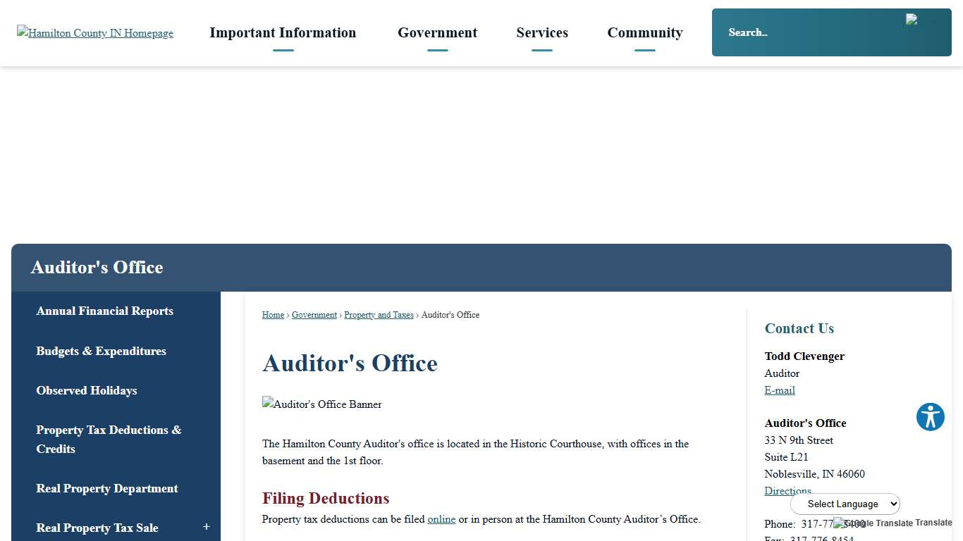 Auditor's Office Hamilton County, IN